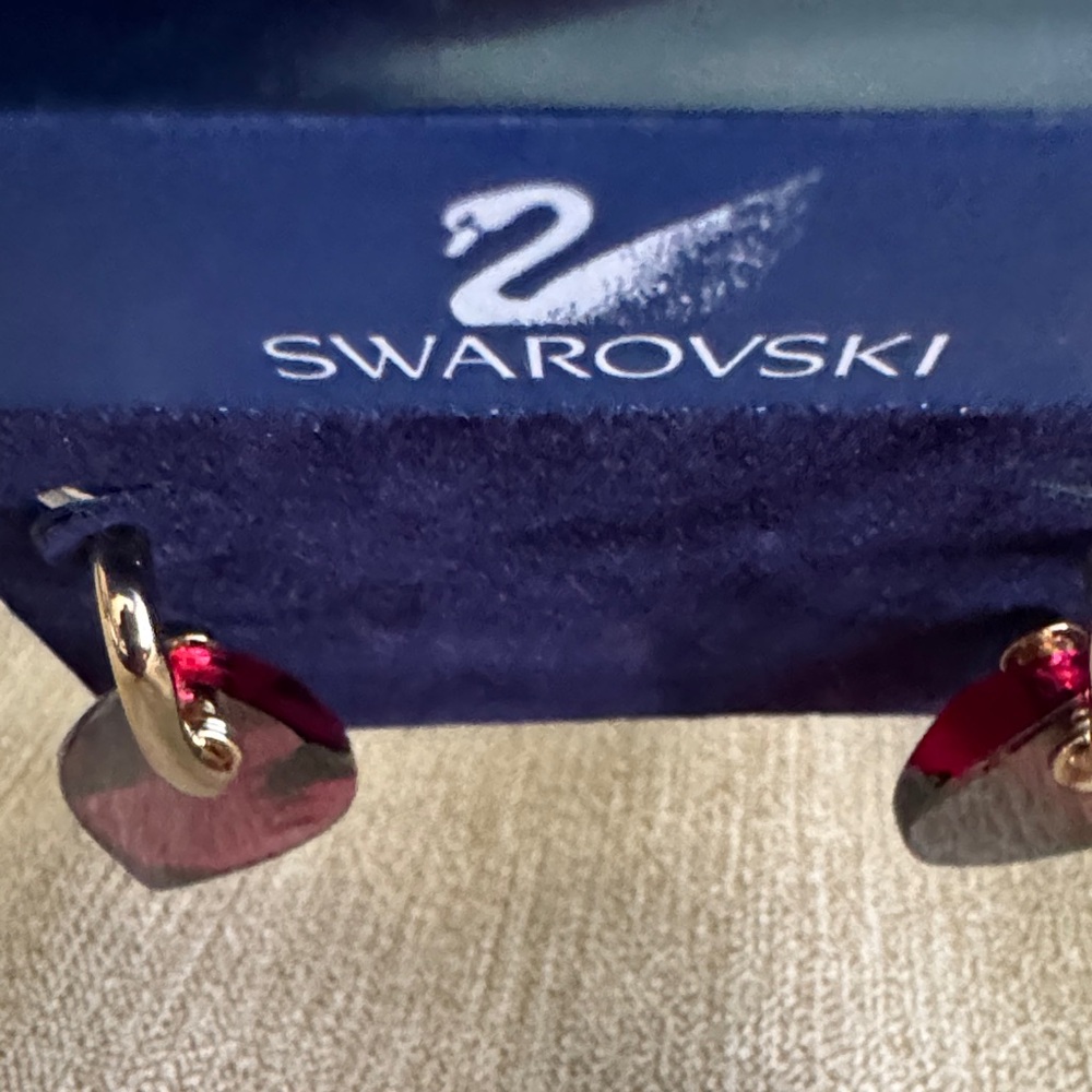NWT! Swarovski Gold and Red Crystal Earrings - Picture 4 of 12